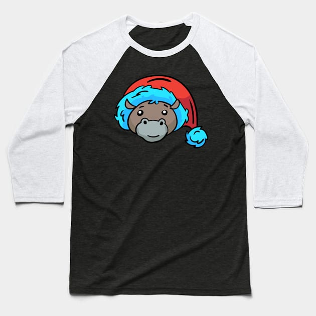 Christmas Jungle Face Hippo Baseball T-Shirt by holidaystore